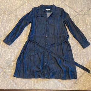 Collared Jean Button Front Long Sleeve Dress